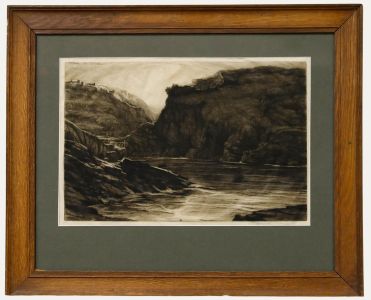 Framed Early 20th Century Etching - Mountain-Top Ruins