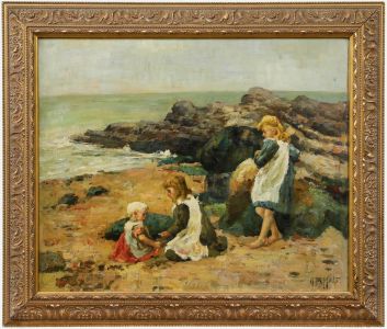 H. Taggart after Thomas Wilson (fl.1875-1914) - Oil, Children at the Beach
