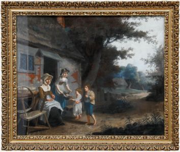 Follower of Francis Wheatley RA - Framed 19th Century Pastel, Buying Bread