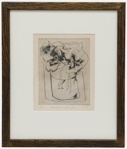 Judith Foster - Framed 1992 Etching, Flowers in a Glass Jar
