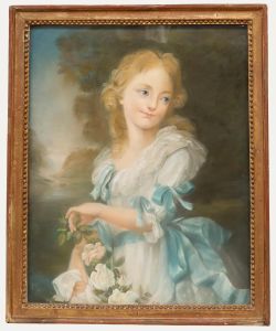 19th Century Pastel - Girl with Blue Bows