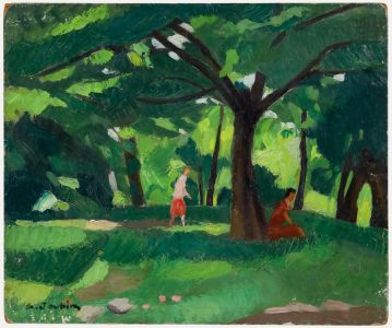 Georges Joubin (1888-1983) - Mid 20th Century Oil, Women in the Woods