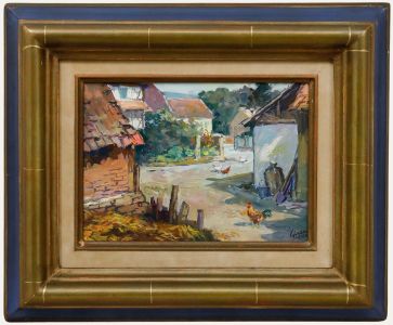 Gerard Meyer (b.1953) - Framed 20th Century Oil, Chickens in a Farmyard