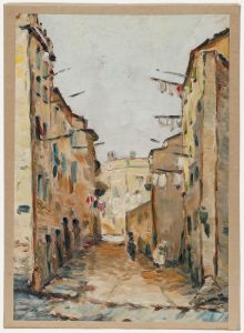 Mid 20th Century Oil - Quiet Morning in the Commune