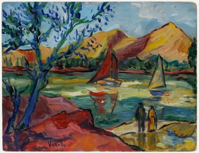 Varello - Postimpressionist 20th Century Oil, Sailing on the Lake