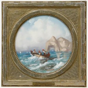 Attrib. Louis Preller (1822-1901) - Gouache, Navigating the Faraglioni Rocks