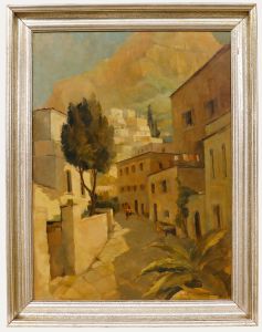 Framed Mid 20th Century Oil - Southern City