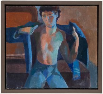 Bernadette Kelly (b.1933) - Mid 20th Century Oil, Man Getting Dressed
