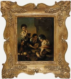 After Bartolome Esteban Murillo (1618-1682) - Oil, Three Boys Playing Dice