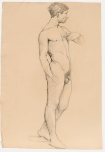 Early 20th Century Graphite Drawing - Male Nude Study I