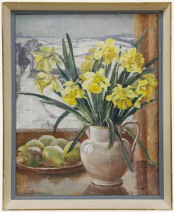 Hilda Waller - Mid 20th Century Oil, Daffodils and Pears