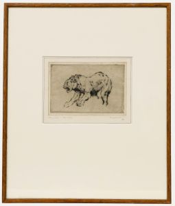 George Willott (1900-2000) - Mid 20th Century Etching, Zoo Study, Lion