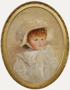 Ivan Lindhe (1875-1954) - 1910 Oil, Portrait of a Young Girl Wearing a Bonnet