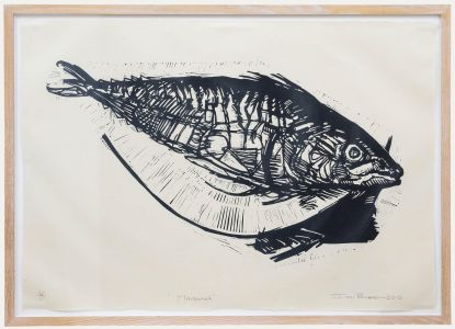 Ian Burke (b.1955) - 2010 Woodcut, Mackerel