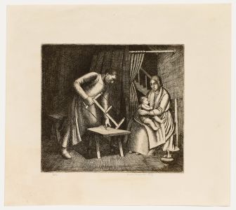 Frederick George Austin - 1929 Etching, The Carpenter and His Family