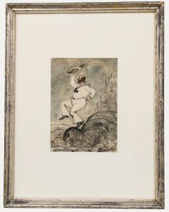 Framed Early 20th Century Pen and Ink Drawing - The Hurricane Jumper