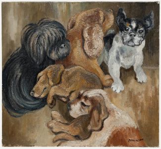 Maurice Mourlot (1906-1983) - 20th Century Oil, Five Dogs