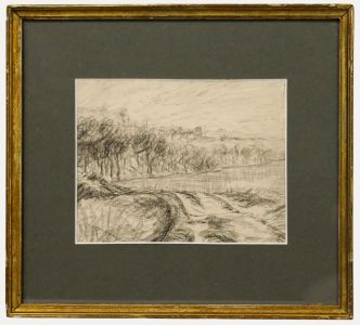 Louis Hilaire Carrand (1821-1899) - 19th Century Graphite Drawing, Lake Study