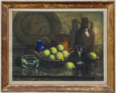 Framed Mid 20th Century Oil - Still Life with Lemon