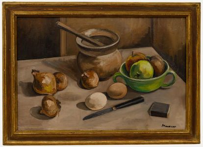 Maurice Mourlot (1906-1983) - Framed Oil, Still Life with Onions & Eggs