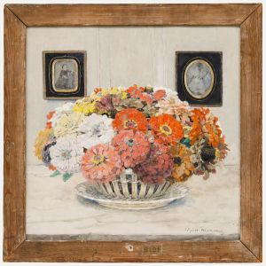 Edgard Maxence (1871-1954) - French School Gouache, Zinni's in Creamware