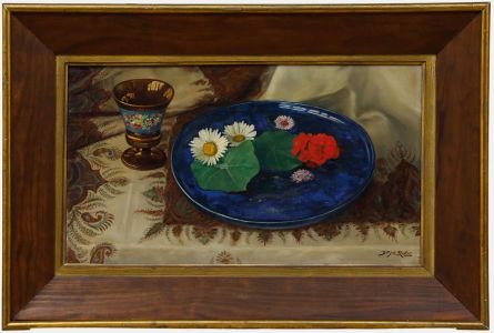 Dominicus de Ruiter (1872-1947) - Oil, Still life with Flowers and a Chalice