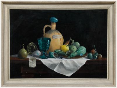 Deborah Jones (b.1922) - Framed 20th Century Oil, Goblet & Gourds