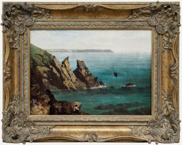 English School 19th Century Oil - From Atop The Cliff