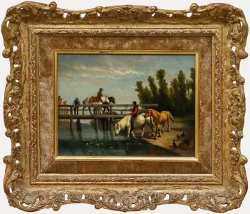 Anthony de Bree (1856-1921) - 1885 Oil, Watering at the River