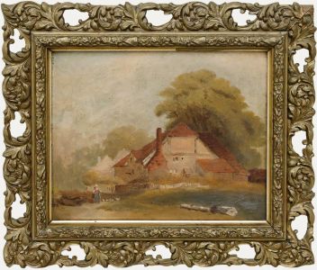 Framed 19th Century Oil - Countryside Cottage