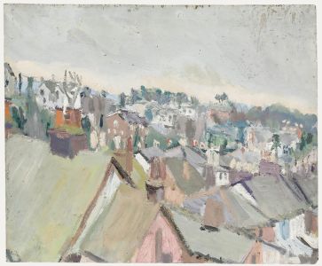 Modern British School Mid 20th Century Oil - View Over Roof Tops