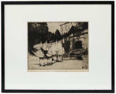 May Louise Greville Cooksey (1878-1943) - Framed Etching, Villa d'Este, Tivoli