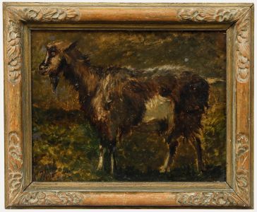Edouard Woutermaertens (1819-1897) - Mid 19th Century Oil, Goat in a Meadow