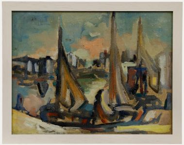 20th Century Oil - Boats in a Harbour