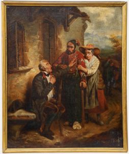 Ulysse Isnard - For Restoration 1858 Oil, A Military Meeting