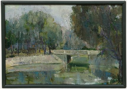 Sternberg - Impressionist 1949 Oil, Verdant Bridge