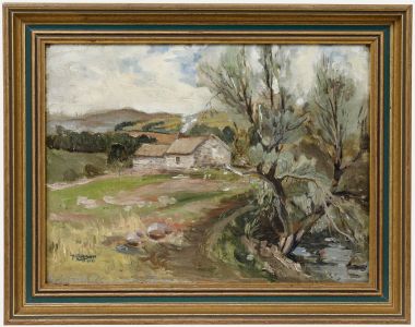 George Hutchinson - Framed Mid 20th Century Oil, Lake District Farmhouse