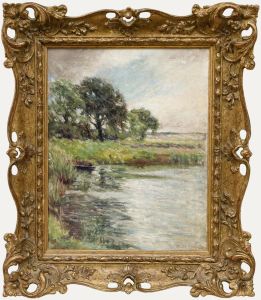 Impressionist Early 20th Century Oil - View From the Riverbank