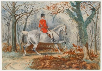 T. Walsh - 19th Century Watercolour, The Hunt Enters the Wood