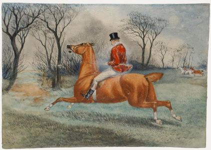 T. Walsh - 19th Century Watercolour, The Hunt Begins