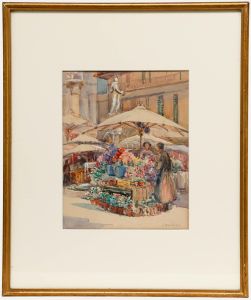I. Barnes - Early 20th Century Watercolour, Verona Market