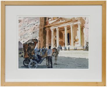 Gerald Woolley (b.1929) - Framed 20th Century Watercolour, Al-Khazneh, Jordan