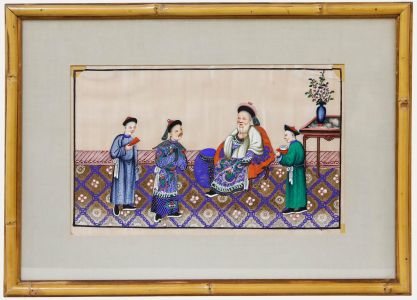 Chinese School 19th Century Gouache - Tea for the Gentleman