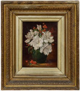19th Century Oil - Peonies in Full Bloom