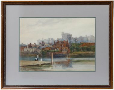 Russell Dowson (1841-1914) - Framed 1888 Watercolour, Windsor from the Thames