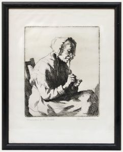 Henry Raeburn Dobson (1901-1985) - Framed Etching, Threading the Needle