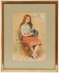 Framed Late 19th Century Watercolour - Portrait of a Young Girl