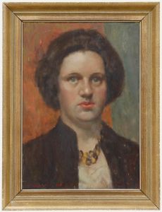 William Mason (1906 -2002) - 1964 Oil, Lady with Tortoiseshell Necklace