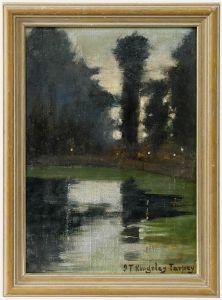 Jessie T. Kingsley Tarpey - Impressionist Mid 20th Century Oil, The Lake at Dusk