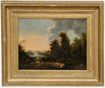 Framed 19th Century Oil - Life in the Lakes